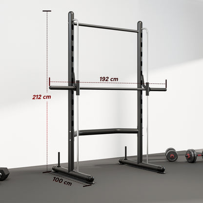 Adjustable Squat Rack, with Pull Up Bar, Barbell Bar for Home Gym