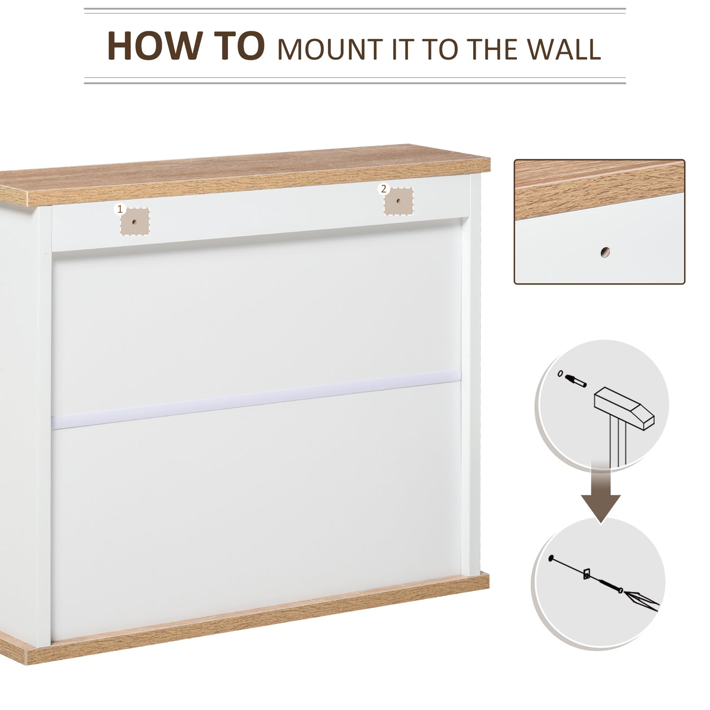 Bathroom Mirror Cabinet Wall Mounted Storage Cupboard with Double Door and Adjustable Shelf, White