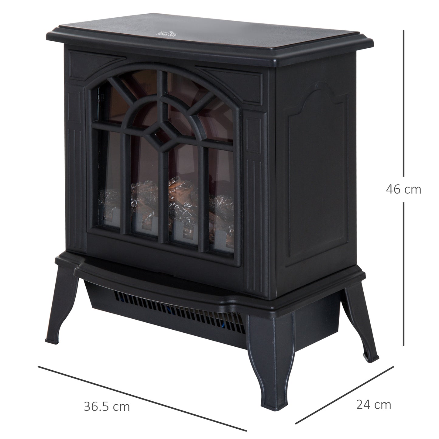 1000W/2000W Freestanding Electrical Fireplace Indoor Heater Stove Log Wood LED Burning Effect Flame with Thermostat Control B