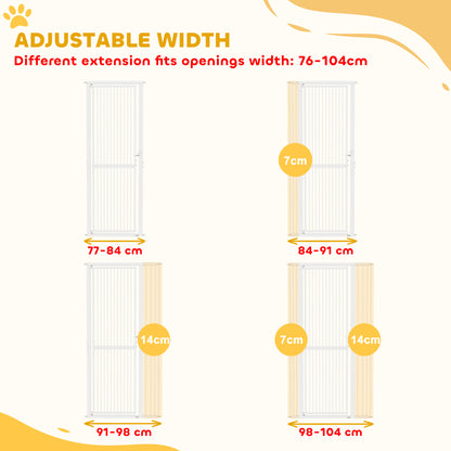 180cm Extra Tall Pet Gate with 3.5 cm Narrow Gap, Pressure Mounted No Drilling Cat Gate for Doorways, 77-104cm Width