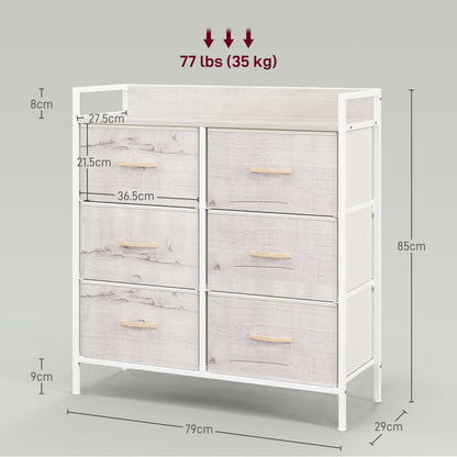Rustic Chest of Six Fabric Drawers - Natural