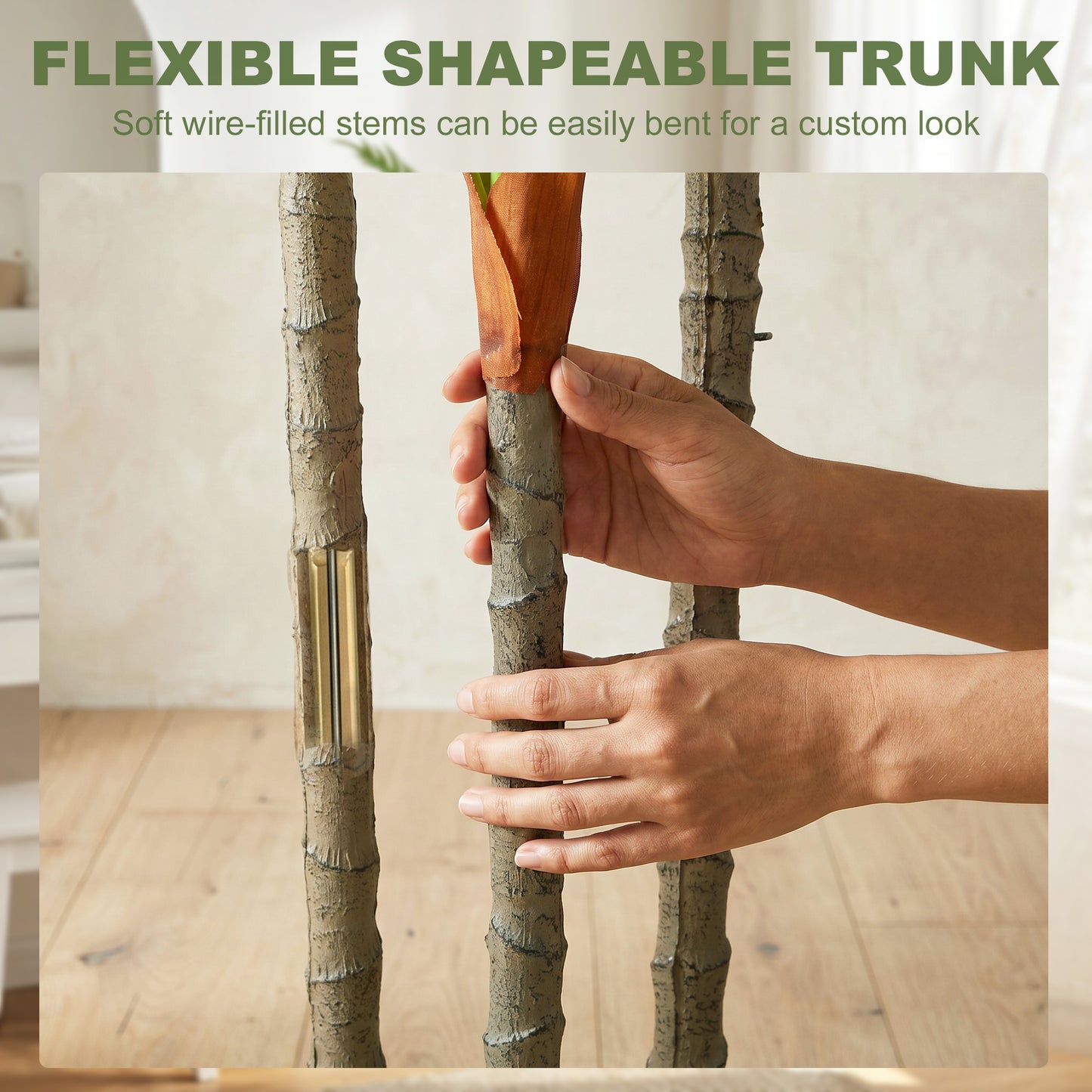 90cm Lifelike Fake Tree, Artificial Dracaena Tree with Bendable Trunks, Green