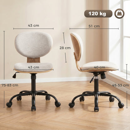 Home Office Desk Chair Rocking Function Ergonomic Swivel Chair with PU Wheels, Light Grey