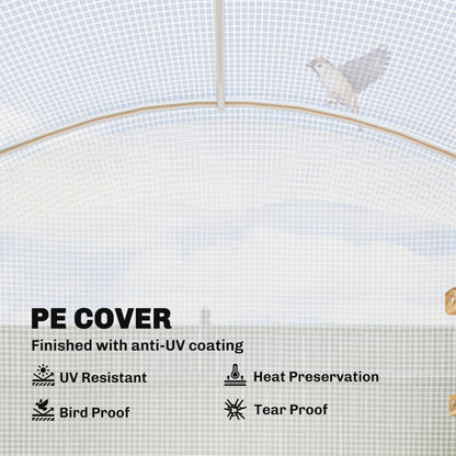Polytunnel Greenhouse Walk-in Grow House with UV-resistant PE Cover, Door and Galvanised Steel Frame, 3 x 2 x 2m, White