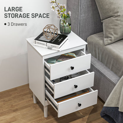 Set of Two Three-Drawer Bedside Tables - White
