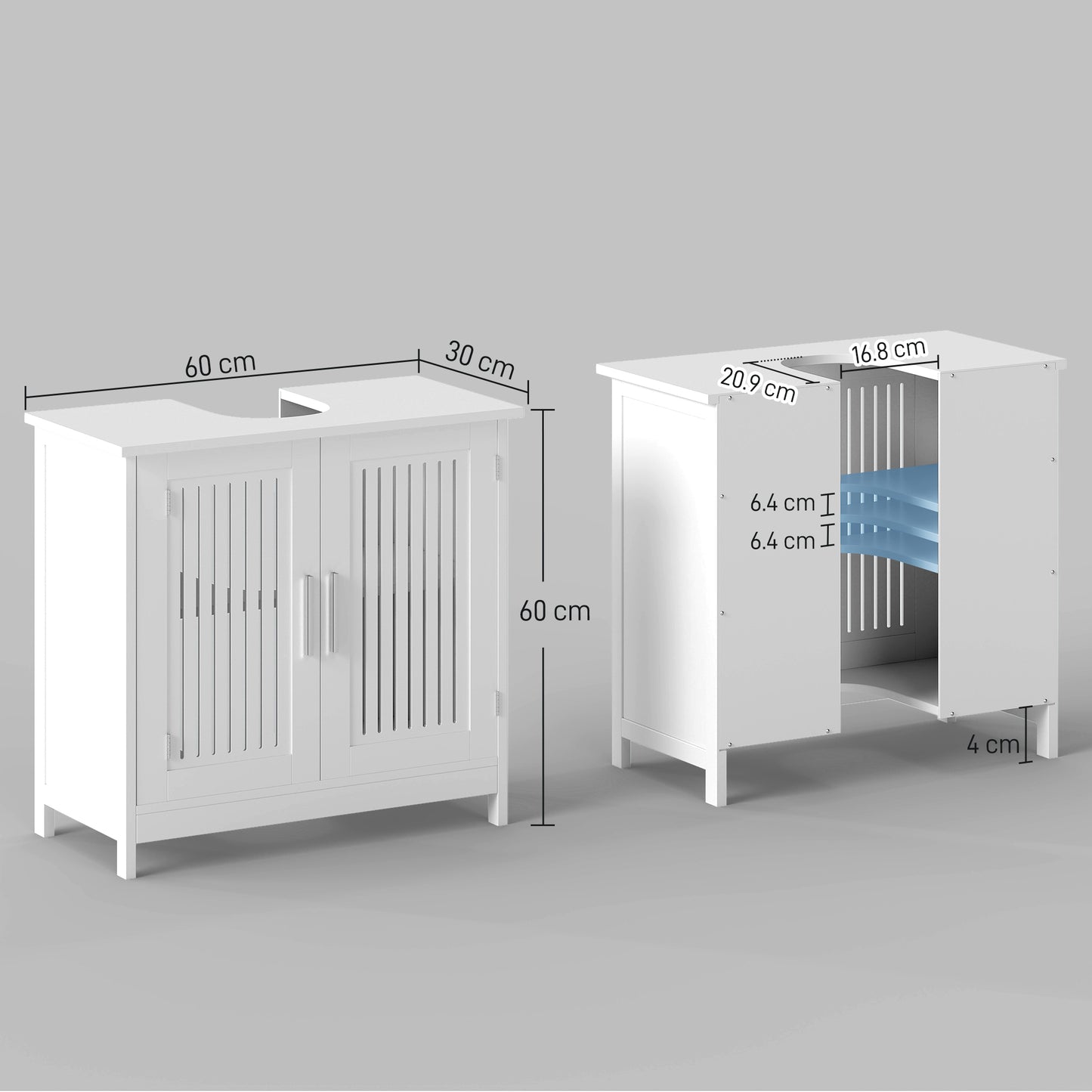 Modern Under Sink Cabinet with 2 Doors, Bathroom Vanity Unit, Pedestal Under Sink Design