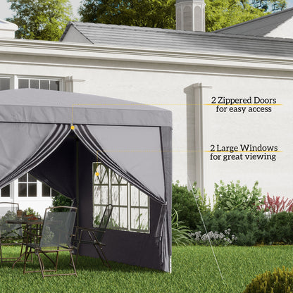 3x3(m) Pop-Up Gazebo, with Curtain Walls and Windows, Grey