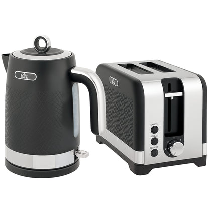 Sleek Textured Kettle and Toaster Set - Black
