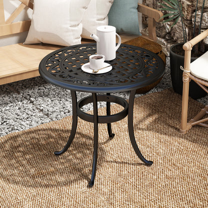 Outdoor Garden Table, Cast Aluminium Patio End Table with Anti-slip Foot Pads for Garden, Patio, Balcony, 60 x 60 cm, Black