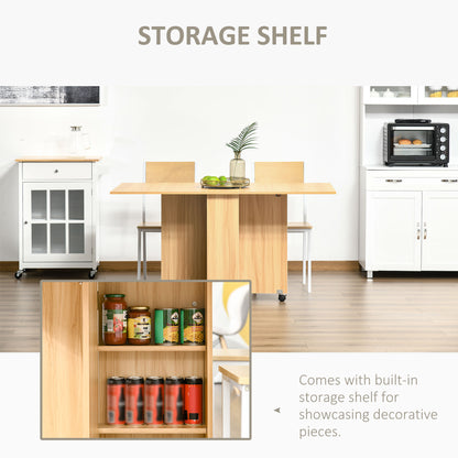 Folding Drop-Leaf Dining Table with Storage – Teak
