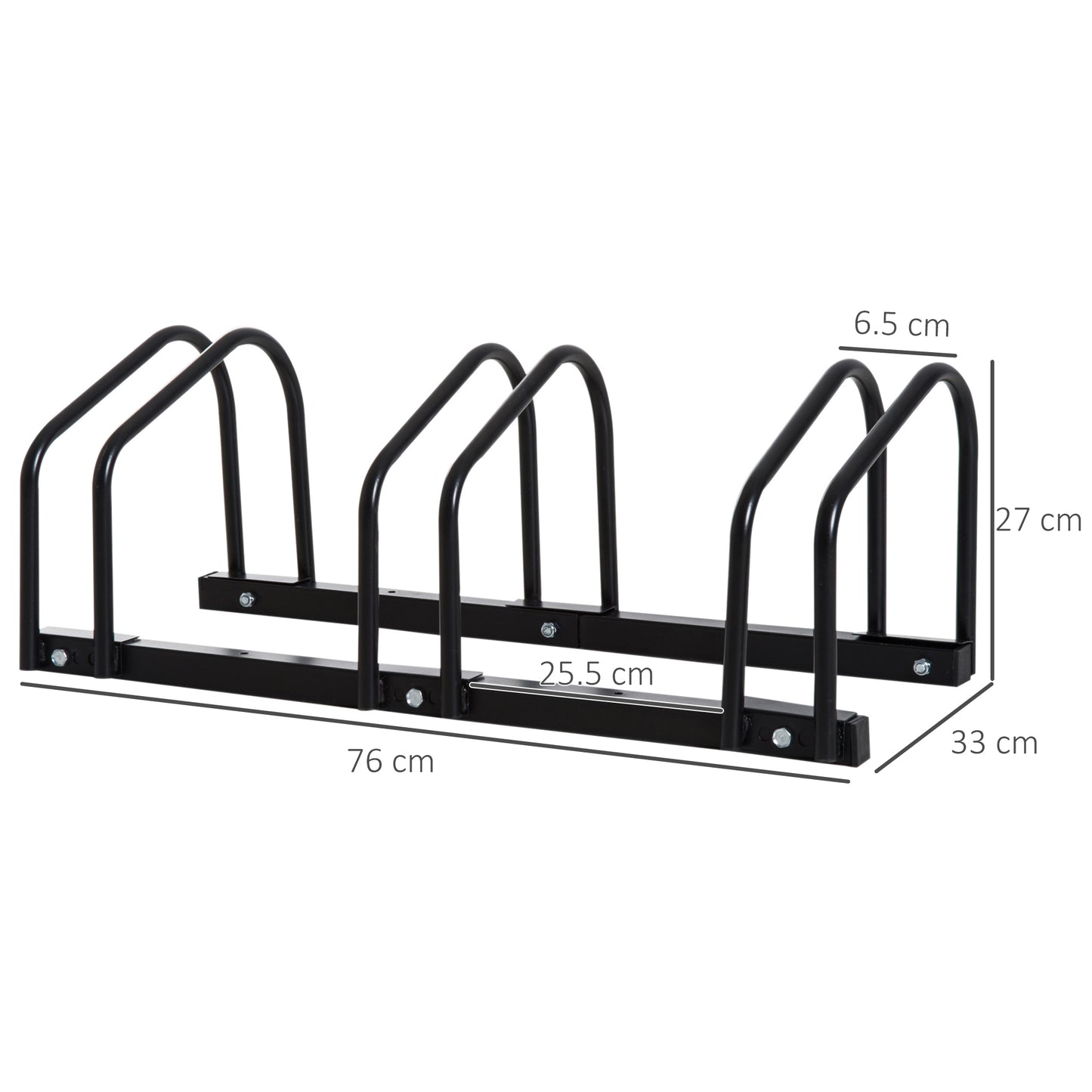Bike Stand Parking Rack Floor or Wall Mount Bicycle Cycle Storage Locking Stand 76W x 33D x 27H (3 Racks, Black)