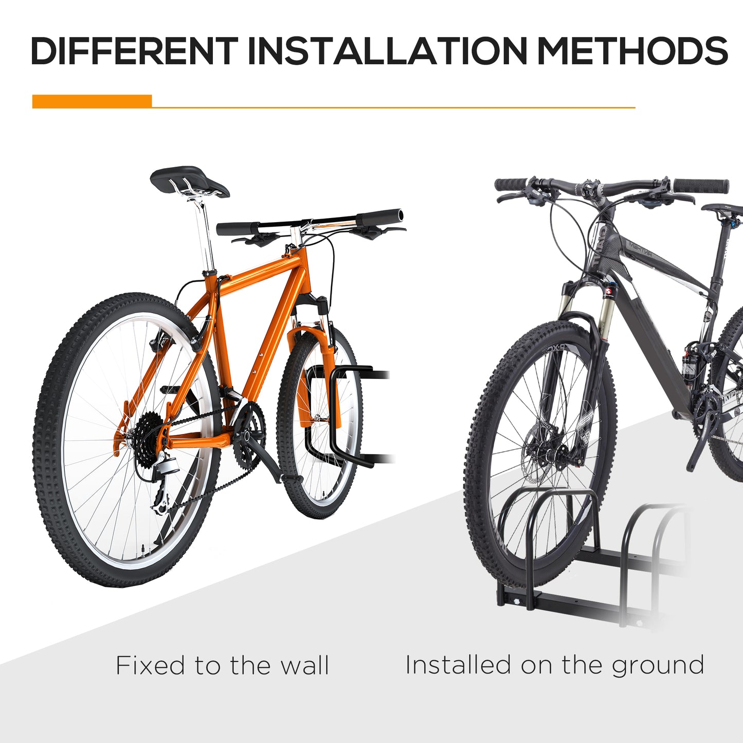 Bike Stand Parking Rack Floor or Wall Mount Bicycle Cycle Storage Locking Stand 76W x 33D x 27H (3 Racks, Black)