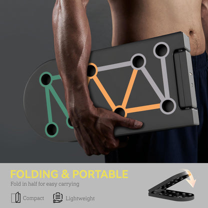 Foldable Push Push Up Board with Non-Slip Pads, for Chest, Arms, Shoulders, Black