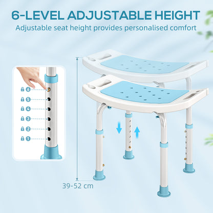 Shower Chair, Adjustable Height Shower Stool with Aluminium Frame and Non-Slip Feet