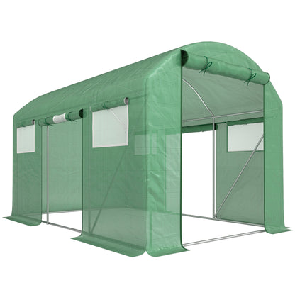 9.8 x 6.6ft Walk-In Polytunnel Greenhouse - Green
