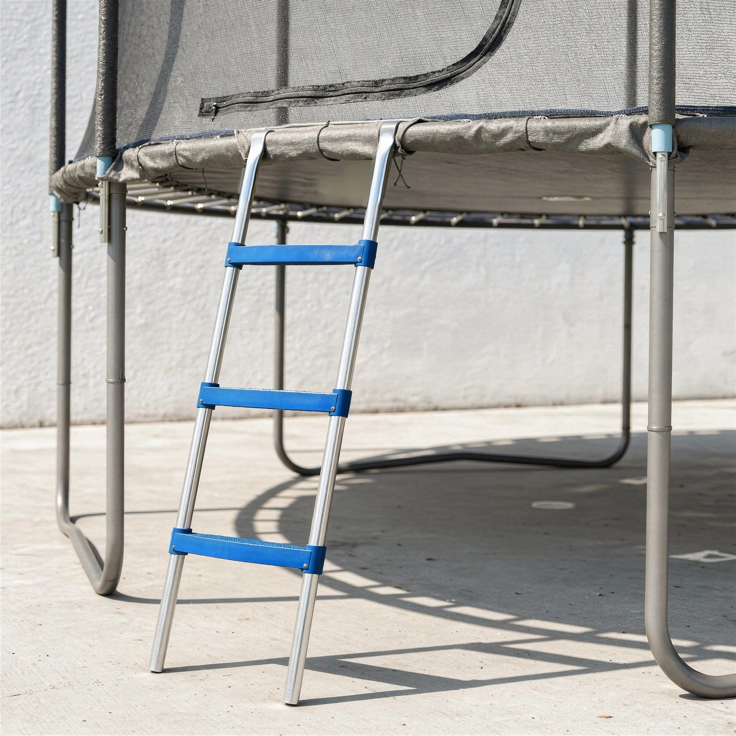 Trampoline Ladder, 3-Steps with Horizontal Wide Steps, Universal Hook, Galvanised Steel Frame, 150kg Load Capacity