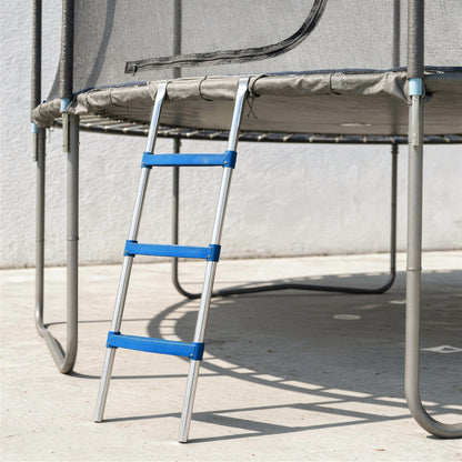 Trampoline Ladder, 3-Steps with Horizontal Wide Steps, Universal Hook, Galvanised Steel Frame, 150kg Load Capacity