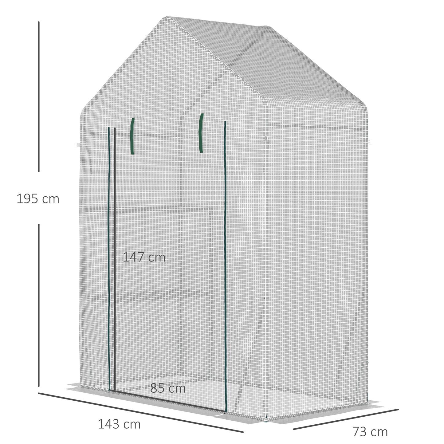Walk In Greenhouse with 2 Tier Shelf, Portable Gardening Plant Grow House Tomato Greenhouse with Roll up Zip Panel Door