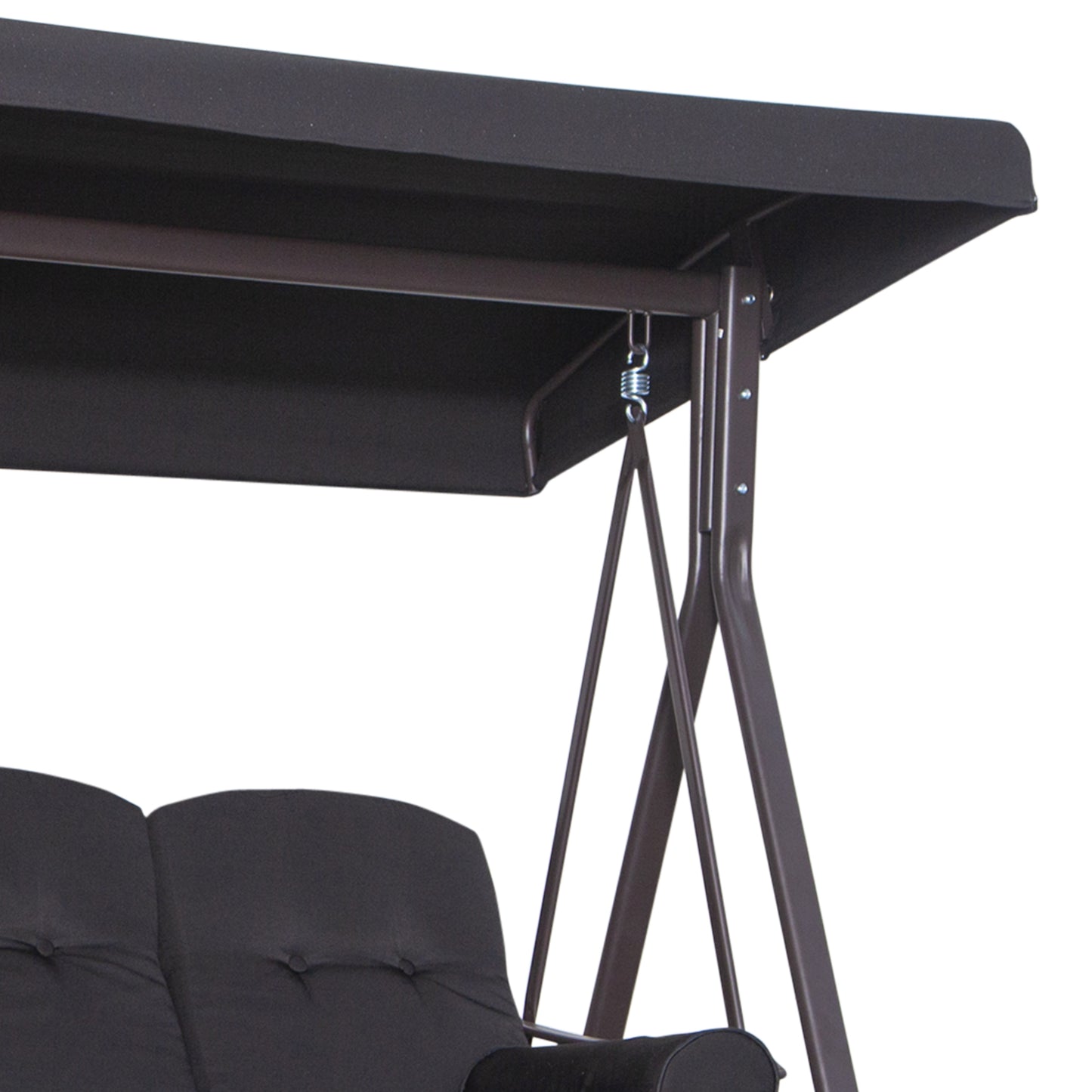 3 Seater Swing Chair Hammock Chair with Adjustable Canopy, Black