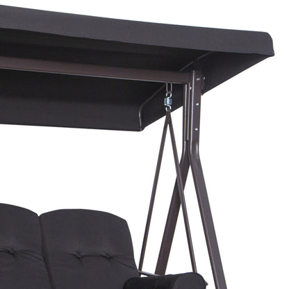 3 Seater Swing Chair Hammock Chair with Adjustable Canopy, Black