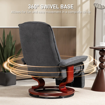 Reclining Swivel Chair, with Footrest - Grey
