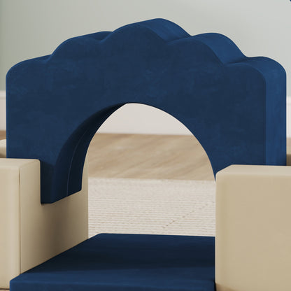 7 Piece Kids Soft Play Set with Detachable Cover, Baby Indoor Climb and Crawl Foam Toy for Toddlers, Dark Blue