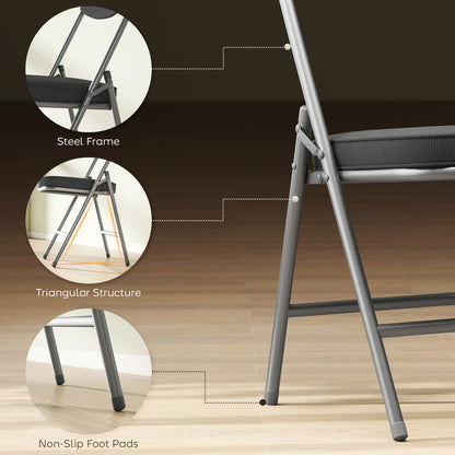Set of Four Folding Corduroy Seat Chairs - Dark Grey