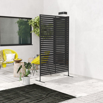 Decorative Privacy Fence Screen, Metal Outdoor Privacy Screen Climbing Plant Trellis with Stand, 122 x 198 cm, Black