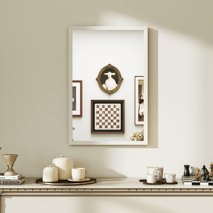 Wall Bathroom Mirror, 60 x 40 cm Wall-Mounted Mirror for Living Room, Bedroom, Hallway, White