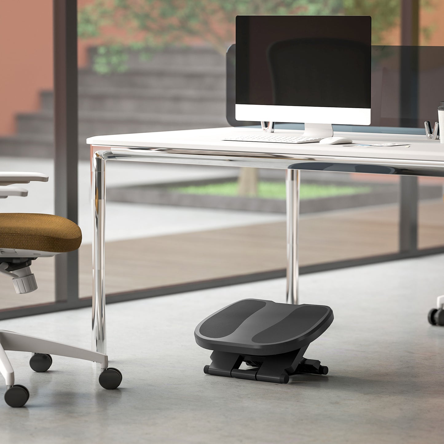 0-30° Three-Height Under-Desk Support Footrest - Grey