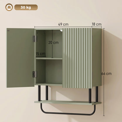 Bathroom Wall Cabinet Modern Space Saver Wall Mounted Cabinet Doors Storage Green