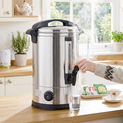 6.5L Catering Urn, 1500W Stainless Steel Hot Water Boiler Dispenser with Thermostat, Keep Warm Function & Easy Pour Tap