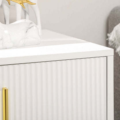 Elegant Chest of Three Drawers - White/Gold-Tone