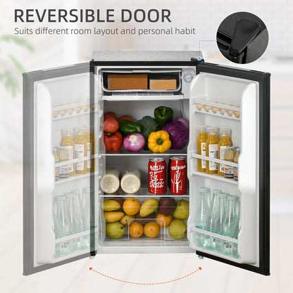 Under Counter Fridge, 91L Small Fridge with Chiller Box, Removable Shelf, Reversible Door, Adjustable Legs