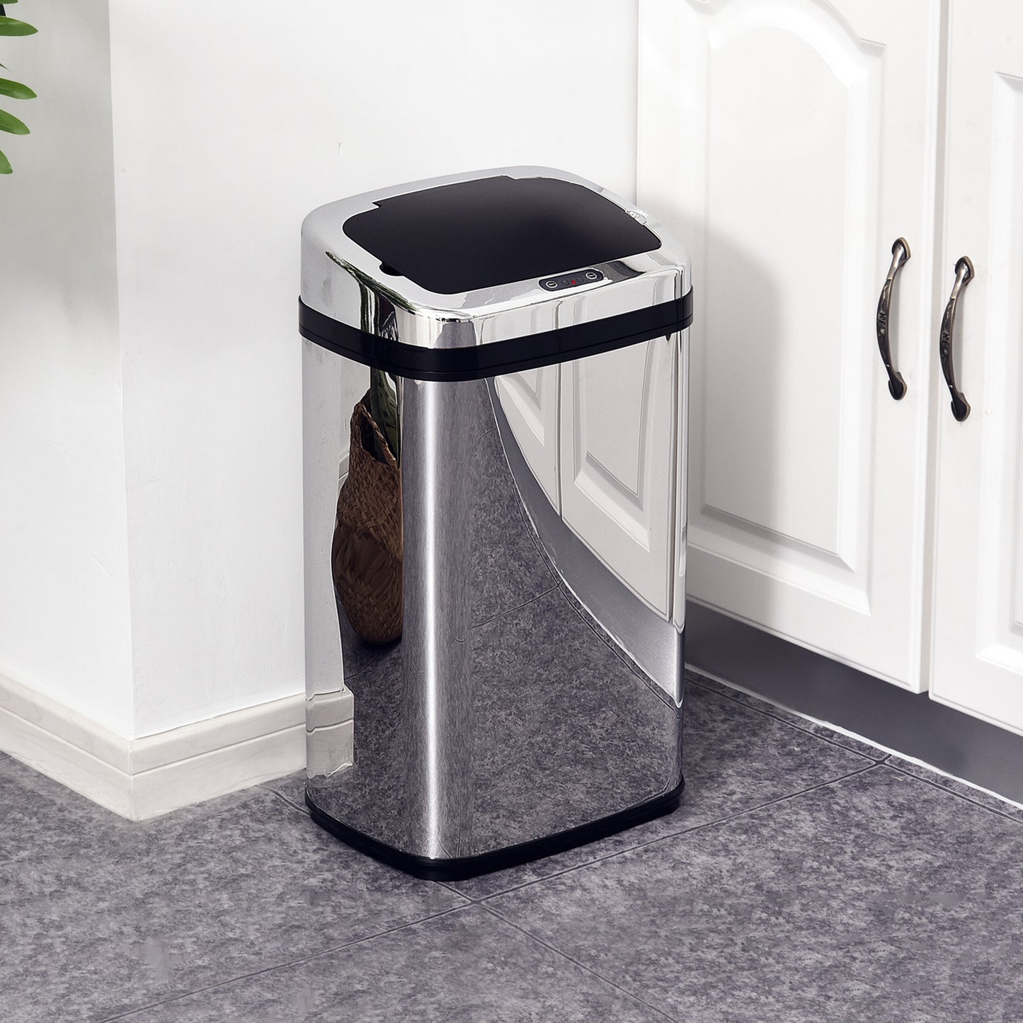 30L Stainless Steel Motion Sensor Lid Bin - Silver Tone