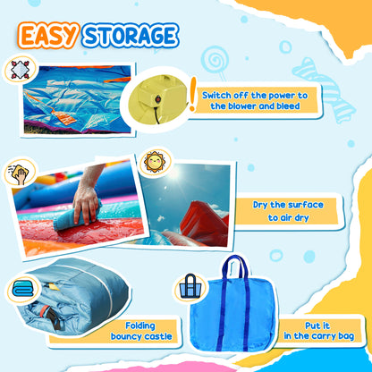 Kids Bouncy Castle, 4 in 1 Large Sailboat Style Inflatable House Slide Trampoline Water Pool Climbing Wall with Blower Carryb