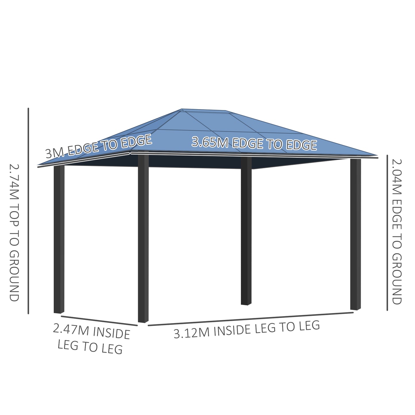 3 x 3.6m Hardtop Gazebo Canopy with Polycarbonate Roof Garden Pavilion with Removable Curtains and Steel Frame, Brown