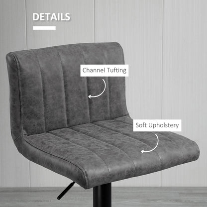 Adjustable Barstools Set of 2, Swivel Counter Bar Chairs, Bar Stools with Footrest, PU Leather, Gas Lift, Grey