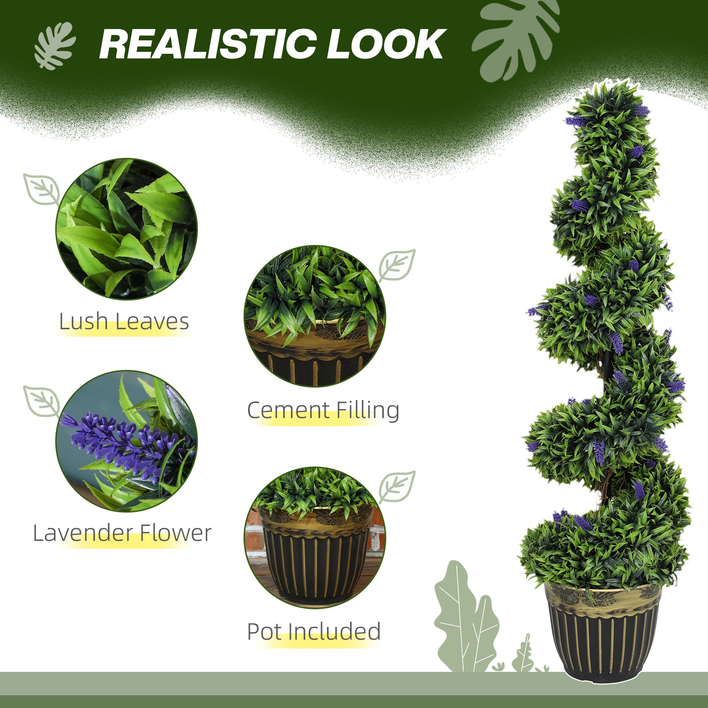 Set of Two 115cm Artificial Lavender Trees
