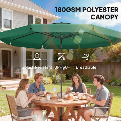3 m Garden Parasol with Tilt Mechanism & Crank Handle, UPF 30+ Patio Umbrella Outdoor Table Umbrella, Green