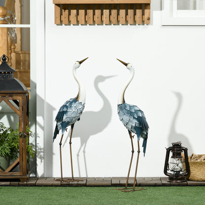 Crane Garden Ornaments, 2 PCS Steel Garden Statue Set Gifts