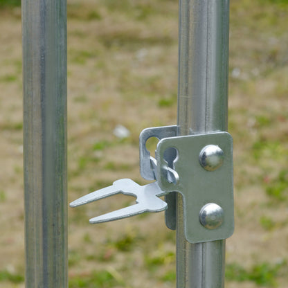 Walk In Chicken Run Galvanised Chicken Coop Hen Poultry House Cage Water-Resist Cover, Silver