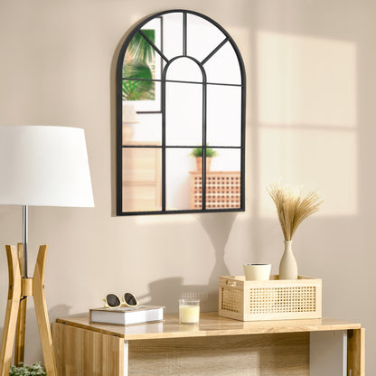 90 X 61cm Arched Grid Mirror - Black