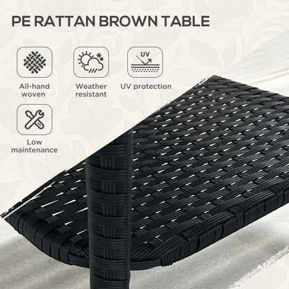 Two-tier PE Rattan Square Coffee Table - Black