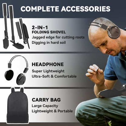 Metal Detector for Adults and Beginners, Gold Detector with Higher Accuracy IP68 Waterproof Coil