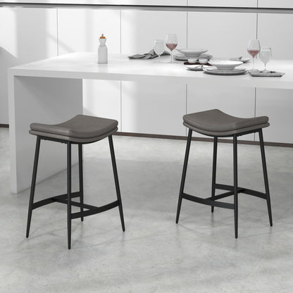 Breakfast Bar Stools Set of 2, Microfibre Upholstered Barstools