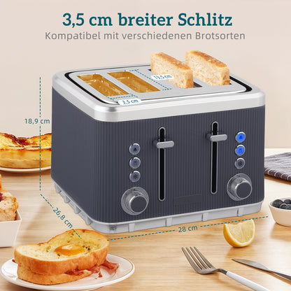 Electric Stainless Steel Kettle and Toaster Set, 3000W 1.7L UK Strix Thermostat Fast Boil Kettle w/ Limescale Filter
