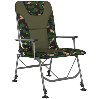 Camping Chair Padded Reclining Folding Chair with Wide Armrests for Adults Camouflage
