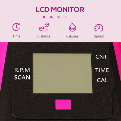 Mini Exercise Bike, Portable Pedal Exerciser with LCD Display for Legs, Arms, Rehabilitation, Therapy, Pink