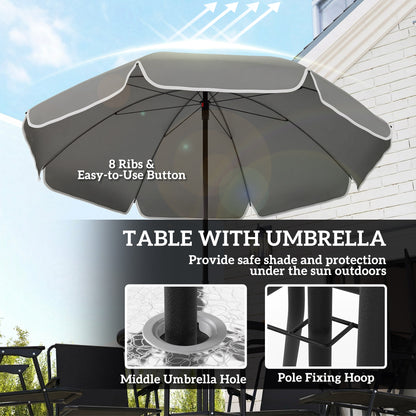 4 Seater Garden Furniture Set, 6 Pieces Garden Table and Chairs with Parasol for Patio, Black